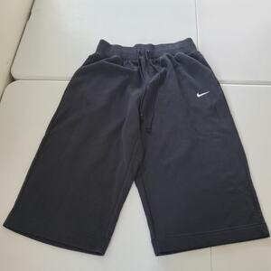 Nike Wide Leg Crop Pant Womens 1X Black Fleece Sweat Athletic Drawstring Pockets